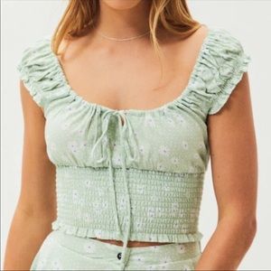 Green floral green top from pacsun